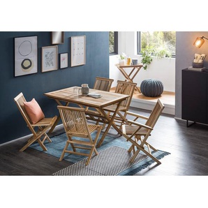 Klappstuhl Rockport II 2er-Set Teakholz, naturbelassen Braun 56 x 89 x 51cm