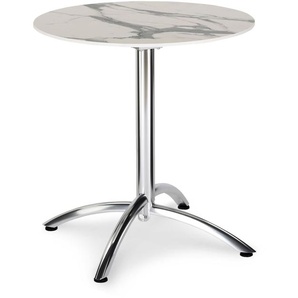 Klapptisch Firenze 70cm Ø rund silber/Marmor