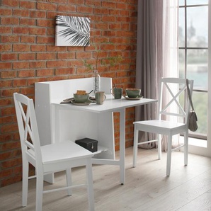 Klapptisch HOME AFFAIRE Dinant Tische Gr. B/T: 84 cm x 76 cm, weiß (weiß, weiß, weiß) Tisch Klapptische im Landhaus-Stil gehalten, platzsparend, einklappbar, Breite 84 cm