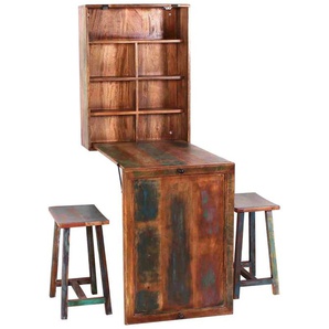Klapptisch Seaside mit 2 Hockern Massivholz Recycletes Holz Shabby Chic Indien Indisch