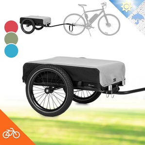 klarfit Klarfit Fahrradanhänger, Lastenanhänger mit 2 Rädern und Regenverdeck, Stahl-Fahrradanhänger mit Anhängevorrichtung & Halterung,