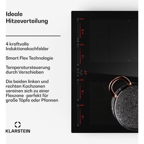 Klarstein - Induktionskochfeld 4 Platten, Glaskeramik-Induktionskochfeld mit 4 Kochfelder, 7200 Watt Induktionskochfeld, Herd mit Touch-Control &