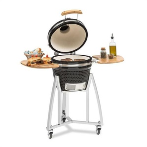 Queensize Kamado Grill Thermometer abnehmbare Seitenteile schwarz - Klarstein