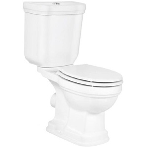 Klassico Nostalgie Stand-Kombi-WC Wasseranschluss links/rechts oben mit SoftClose WC-Sitz, weiß