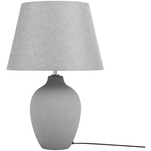 Klassische Tischlampe Lampenschirm aus Leinen keramischer Lampenfuß grau Fergus
