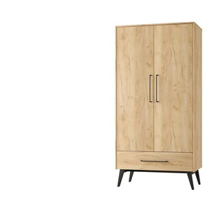 pinio Kleiderschrank 2-türig  Retro ¦ holzfarben ¦ Maße (cm): B: 52,4 H: 199,6