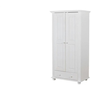 Kleiderschrank 2 türig - weiß - Materialmix - 96 cm - 185 cm - cm 56,0 | Möbel Kraft