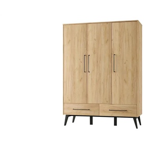 pinio Kleiderschrank 3-türig  Retro ¦ holzfarben ¦ Maße (cm): B: 52,4 H: 199,6