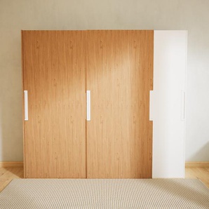 Kleiderschrank Eiche/Weiß - Individueller Designer-Kleiderschrank - 254 x 232 x 65 cm, Selbst Designen, Böden/hohe Schublade/Schublade Glasfront/kompakt Schublade/Kleiderlift