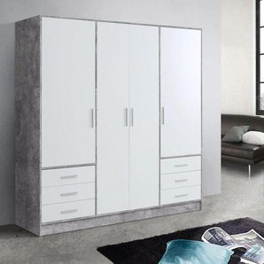 Kleiderschrank FORTE Jupiter Schränke Gr. B/H/T: 207 cm x 200 cm x 60 cm, 4 St., grau (betonfarben, weiß) Drehtürenschrank Drehtürenschränke Schränke in diversen Ausführungen