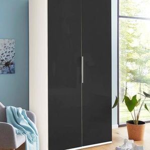 Kleiderschrank FRESH TO GO Level Schränke Gr. B/H/T: 100 cm x 216 cm x 58 cm, 2 St., weiß (weiß, grauglas) Drehtürenschrank Kleiderschrank Drehtürenschränke Schränke Türen vollflächig mit farbigem Glas