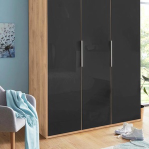 Kleiderschrank FRESH TO GO Level Schränke Gr. B/H/T: 150 cm x 216 cm x 58 cm, 3 St., grau (plankeneichefarben, grauglas) Drehtürenschrank Kleiderschrank Drehtürenschränke Schränke Türen vollflächig mit farbigem Glas