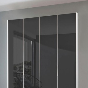 Kleiderschrank FRESH TO GO Level Schränke Gr. B/H/T: 200 cm x 216 cm x 58 cm, 4 St., weiß (weiß, grauglas) Drehtürenschrank Kleiderschrank Drehtürenschränke Schränke Türen vollflächig mit farbigem Glas