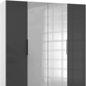 Kleiderschrank FRESH TO GO Level Schränke Gr. B/H/T: 200 cm x 216 cm x 58 cm, 4 St., weiß (weiß, grauglas) Kleiderschrank Drehtürenschrank Drehtürenschränke Schränke mit Glas- und Spiegeltüren