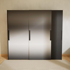 Kleiderschrank Graphitgrau - Individueller Designer-Kleiderschrank - 254 x 232 x 65 cm, Selbst Designen, Böden/hohe Schublade/Schublade Glasfront/Kleiderstange