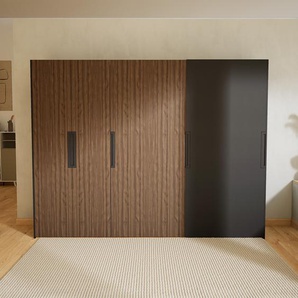 Kleiderschrank Graphitgrau - Individueller Designer-Kleiderschrank - 304 x 232 x 65 cm, Selbst Designen, Böden/hohe Schublade/Schublade Glasfront/kompakt Schublade/Kleiderlift