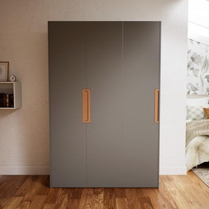 Kleiderschrank Grau - Individueller Designer-Kleiderschrank - 154 x 232 x 62 cm, Selbst Designen, Böden/hohe Schublade/Kleiderstange