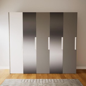 Kleiderschrank Grau - Individueller Designer-Kleiderschrank - 254 x 232 x 62 cm, Selbst Designen, hohe Schublade/Kleiderlift/Hosenhalter