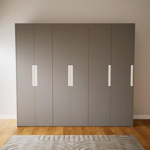 Kleiderschrank Grau - Individueller Designer-Kleiderschrank - 264 x 232 x 62 cm, Selbst Designen, Böden/hohe Schublade/Kleiderstange