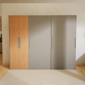 Kleiderschrank Grau - Individueller Designer-Kleiderschrank - 284 x 232 x 65 cm, Selbst Designen, Böden/hohe Schublade/Kleiderstange
