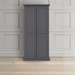 Kleiderschrank HOME AFFAIRE Paris Schränke Gr. B/H/T: 96,2 cm x 200,5 cm x 60,5 cm, 2 St., Basisausführung, grau (matt grau) Drehtürenschrank Garderobenschrank Kleiderschrank Drehtürenschränke Schränke romatischer Landhaus-Stil und einer folierten