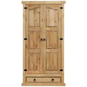Kleiderschrank Kiefern Holz, 2 Türen, 1 Schublade - Schrank, Garderobenschrank, Mehrzweckschrank