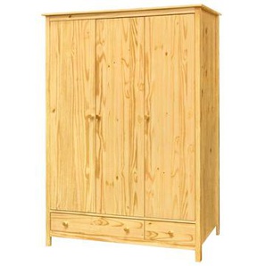 Kleiderschrank Kiefern Holz, 3 Türen, 2 Schubladen - Schrank, Garderobenschrank, Mehrzweckschrank