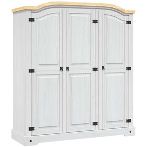 Kleiderschrank Mexiko-Stil Kiefernholz 3 Türen Weiß