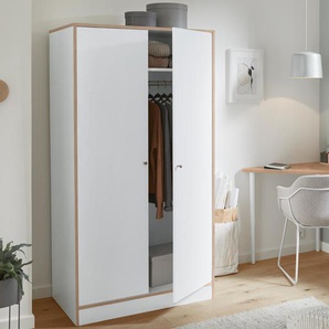Kleiderschrank mit Furnierkante - weiß - Holz -