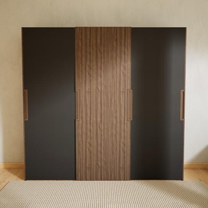 Kleiderschrank Nussbaum - Individueller Designer-Kleiderschrank - 244 x 232 x 65 cm, Selbst Designen, Böden/hohe Schublade/Kleiderstange