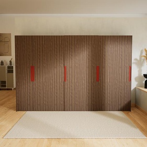 Kleiderschrank Nussbaum - Individueller Designer-Kleiderschrank - 354 x 232 x 65 cm, Selbst Designen, Böden/Schublade Glasfront/kompakt Schublade/Kleiderlift