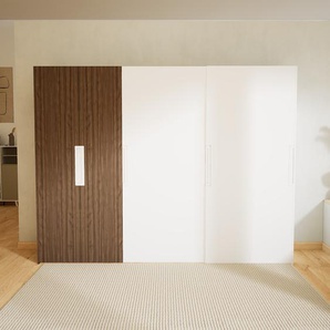 Kleiderschrank Nussbaum/Weiß - Individueller Designer-Kleiderschrank - 304 x 232 x 65 cm, Selbst Designen, Böden/Kleiderlift/Kleiderstange