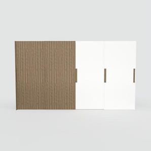 Kleiderschrank Nussbaum/Weiß - Individueller Designer-Kleiderschrank - 404 x 232 x 65 cm, Selbst Designen, Böden/hohe Schublade/Schublade Glasfront/kompakt Schublade/Kleiderlift