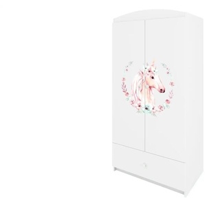 Kleiderschrank  Pferd ¦ weiß ¦ Maße (cm): B: 90 H: 181,2