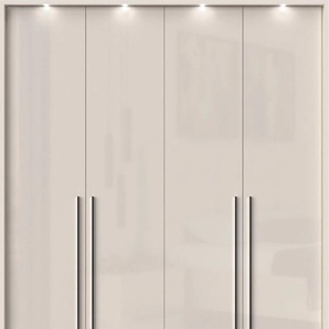 Kleiderschrank PLACES OF STYLE Piano Schränke Gr. B/H/T: 187 cm x 226 cm x 60 cm, 4 Türen, 4 St., beige (beige hochglanz) Drehtürenschrank Kleiderschrank Drehtürenschränke beige, UV lackiert, Hochglanzfronten, mit Beleuchtung