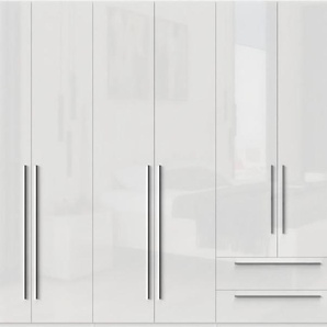 Kleiderschrank PLACES OF STYLE Piano Schränke Gr. B/H/T: 317 cm x 224 cm x 56 cm, 7 Türen, 2 Schubladen, 7 St., weiß (weiß hochglanz) Drehtürenschrank Kleiderschrank Drehtürenschränke