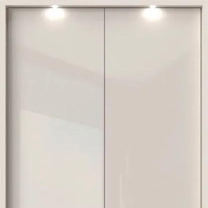 Kleiderschrank PLACES OF STYLE Piano Schränke Gr. B/H/T: 97 cm x 226 cm x 60 cm, 2 Türen, 2 St., beige (beige hochglanz) Drehtürenschrank Kleiderschrank Drehtürenschränke UV lackiert, mit Beleuchtung, Hochglanzfronten