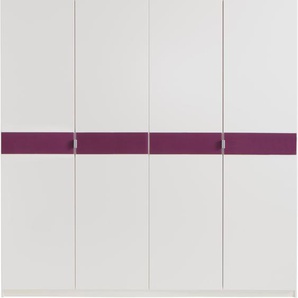 Kleiderschrank PRIESS Madrid Schränke Gr. B/H/T: 185 cm x 193 cm x 54 cm, farbige Glasauflagen in den Türen, 4 St., weiß (weiß, brombeerglas) Kleiderschränke
