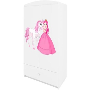 Kleiderschrank  Prinzessin mit Pferd ¦ weiß ¦ Maße (cm): B: 52 H: 181,2