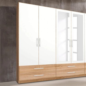Kleiderschrank RAUCH Hersbruck Schränke Gr. B/H/T: 270 cm x 210 cm x 54 cm, mit 2 Spiegeln, 6 St., weiß (struktureichefarben hell, weiß) Drehtürenschrank Kleiderschrank Drehtürenschränke Schränke Bestseller