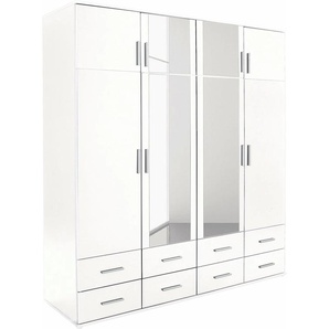 Kleiderschrank RAUCH Kemi Schränke Gr. B/H/T: 180 cm x 194 cm x 53 cm, 8 St., weiß Drehtürenschrank Kleiderschrank Drehtürenschränke Schränke mit Spiegel