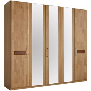 Kleiderschrank RAUCH Sarah Schränke Gr. B/H/T: 235 cm x 214 cm x 58 cm, 5-türig, 5 St., braun (honig) Drehtürenschrank Drehtürenschränke Schränke mit aufwendigen Applikationen