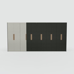Kleiderschrank Schwarz/Graphitgrau - Individueller Designer-Kleiderschrank - 474 x 232 x 62 cm, Selbst Designen, Böden/hohe Schublade/Schublade Glasfront/kompakt Schublade/Kleiderlift/Hosenhalter/Kleiderstange