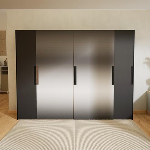 Kleiderschrank Schwarz - Individueller Designer-Kleiderschrank - 304 x 232 x 65 cm, Selbst Designen, Böden/hohe Schublade/Schublade Glasfront/Hosenhalter/Schuhauszug/Kleiderstange