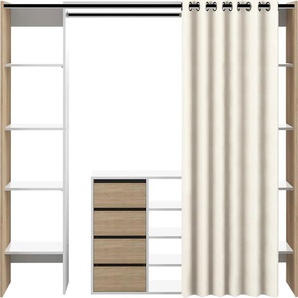 Kleiderschrank TEMAHOME TOM Schränke Gr. B/H/T: 112 cm x 182 cm x 50 cm, beige (eichefarben, ecru) Textil-Kleiderschränke Ausziehbarer auf 185,3 cm