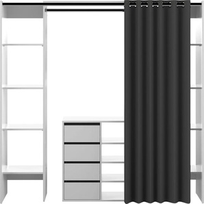 Kleiderschrank TEMAHOME TOM Schränke Gr. B/H/T: 112 cm x 182 cm x 50 cm, weiß (weiß, dunkelgrau) Textil-Kleiderschränke Ausziehbarer auf 185,3 cm