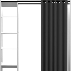 Kleiderschrank TEMAHOME Tom Schränke Gr. H/T: 181 cm x 50 cm, grau (weiß, dunkelgrau) Textil-Kleiderschränke ausziehbarer Kleiderschrank, Vorhang und viele Fächer, Höhe 181 cm