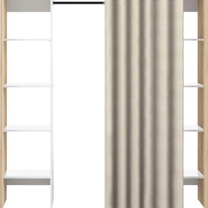 Kleiderschrank TEMAHOME TOM Schränke Gr. H/T: 181 cm x 50 cm, weiß (eichefarben, weiß) Textil-Kleiderschränke Ausziehbarer auf 185,3 cm