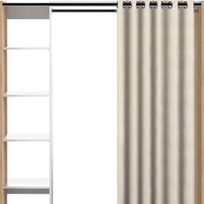 Kleiderschrank TEMAHOME Tom Schränke Gr. H/T: 181 cm x 50 cm, weiß (weiß, naturfarben) Textil-Kleiderschränke ausziehbarer Kleiderschrank, Vorhang und viele Fächer, Höhe 181 cm