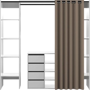 Kleiderschrank TEMAHOME TOM Schränke Gr. B/H/T: 112 cm x 182 cm x 50 cm, grau (weiß, grau) Textil-Kleiderschränke Ausziehbarer auf 185,3 cm